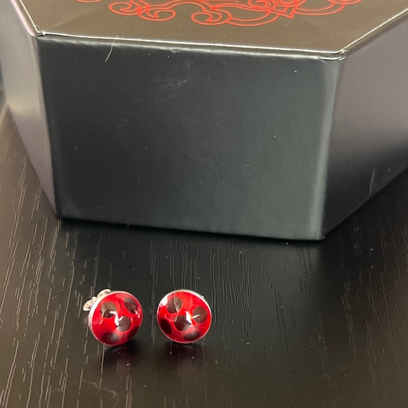 Original ZAG Miraculous Ladybug Bug Earrings Shiny Red Unused - Picture 2 of 4